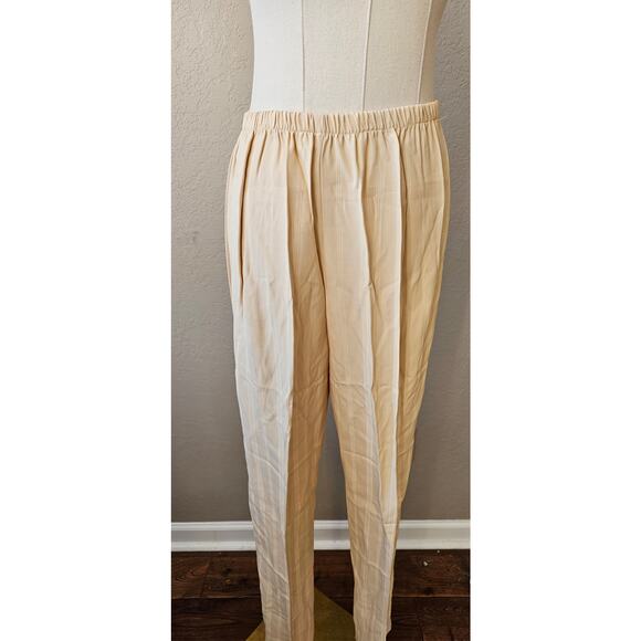 Vintage 80s Pinstripe Light Tan Suit Pants Jacket w/ Top Insert Women Sz 10 - Picture 13 of 13